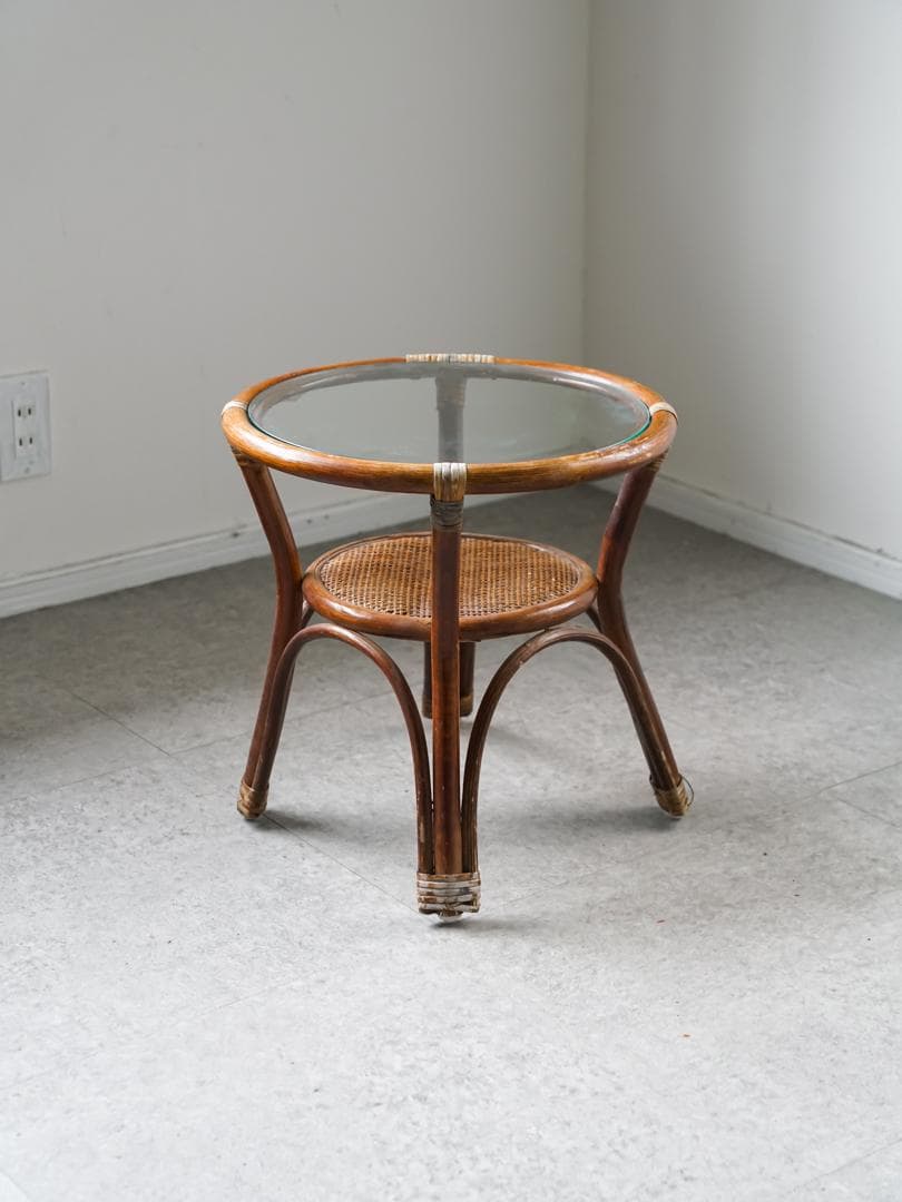 ヴィンテージ ラタン サイドテーブル 籐 ジャパニーズモダン ナチュラル
