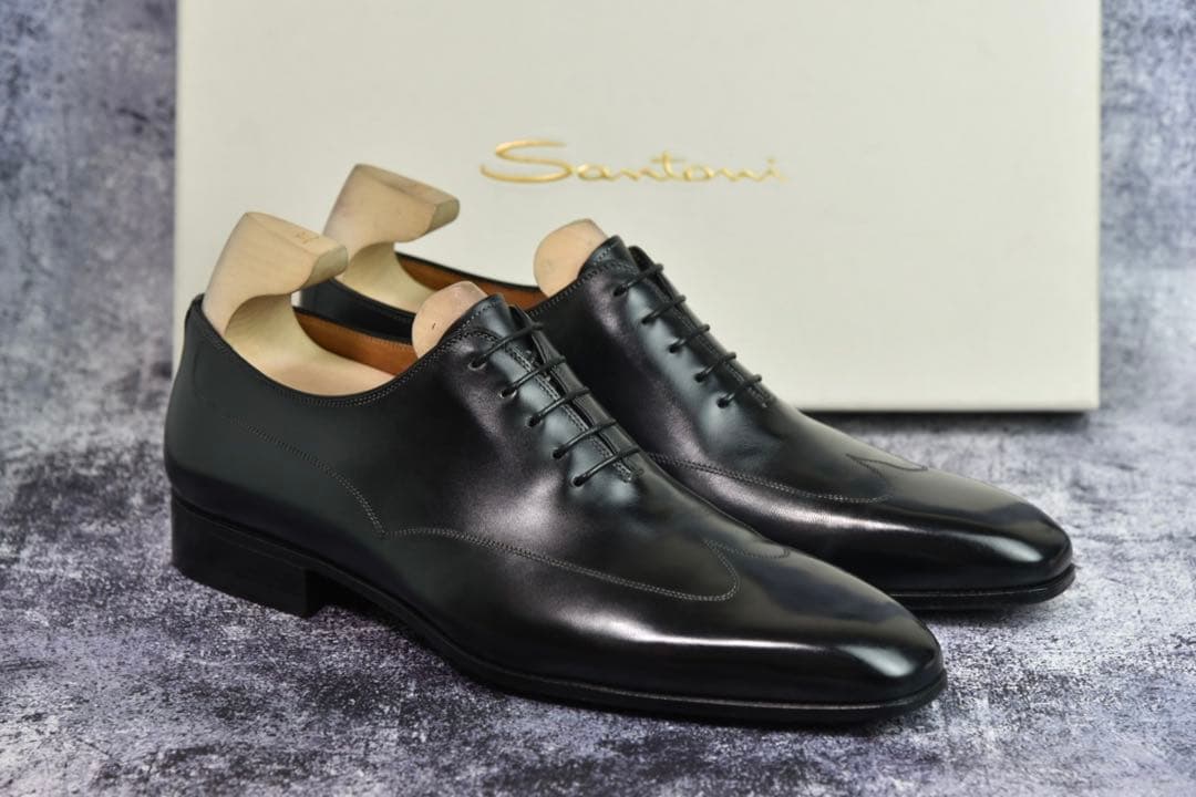サントーニ　ブラインドブローグ　レザーシューズ　サイズ7.5　ブラック