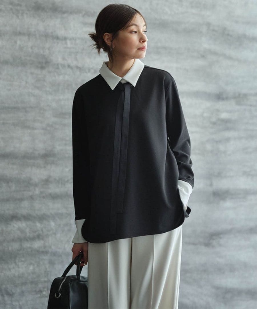 ICB 今季　マラボーテ　Ｗジョーゼット ボウタイ付き　シャツ　カラー　ブラウス