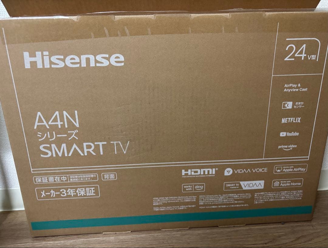 美品Hisense 24A4N 液晶テレビ24型 SMART TV 2025年製