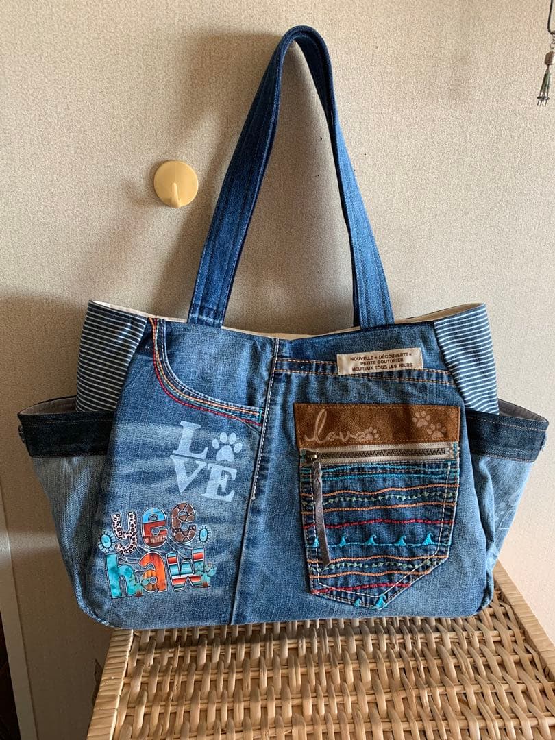 《さよちゃん》【まんまるトートバッグ(L)×3点】デニムリメイク