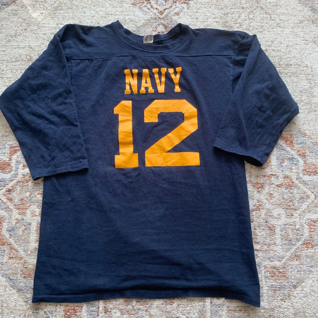 Champion ネイビー フットボールシャツ LARGE