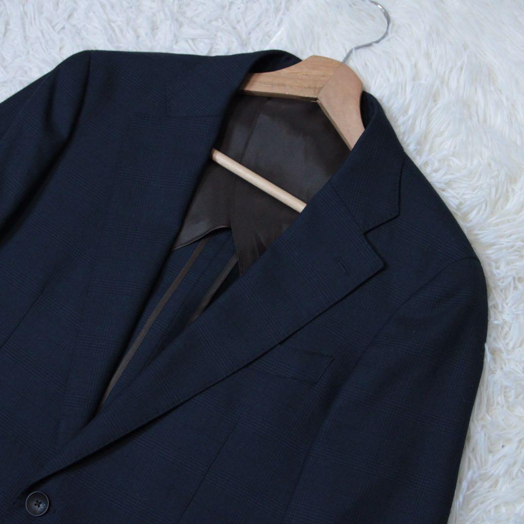 極美品 スーツセレクト 3ピース セットアップスーツ ネイビー A6 チェック