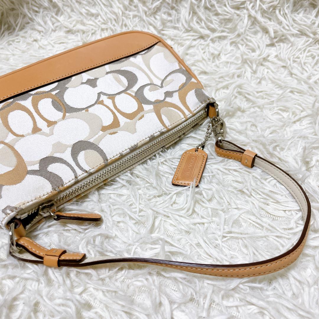 美品 COACH アクセサリーポーチ ハンドバッグ シグネチャー ハンドバッグ