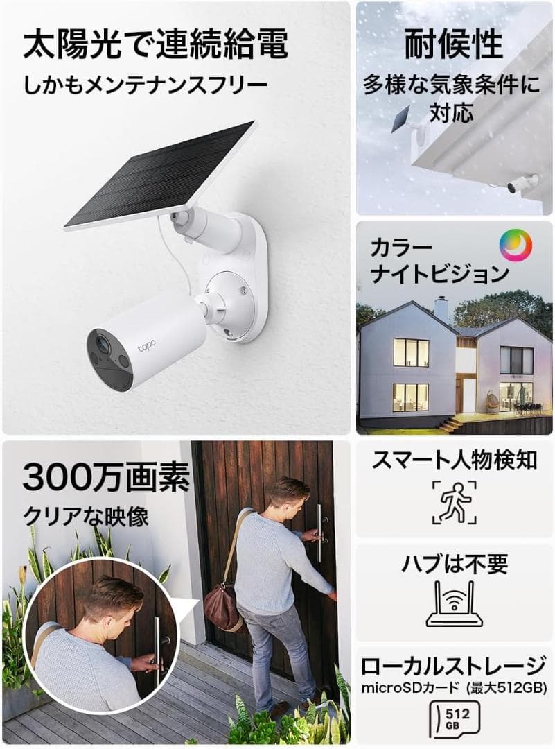 防犯カメラ 屋外 ソーラー 見守りカメラ WiFi ソーラー 太陽光パワー