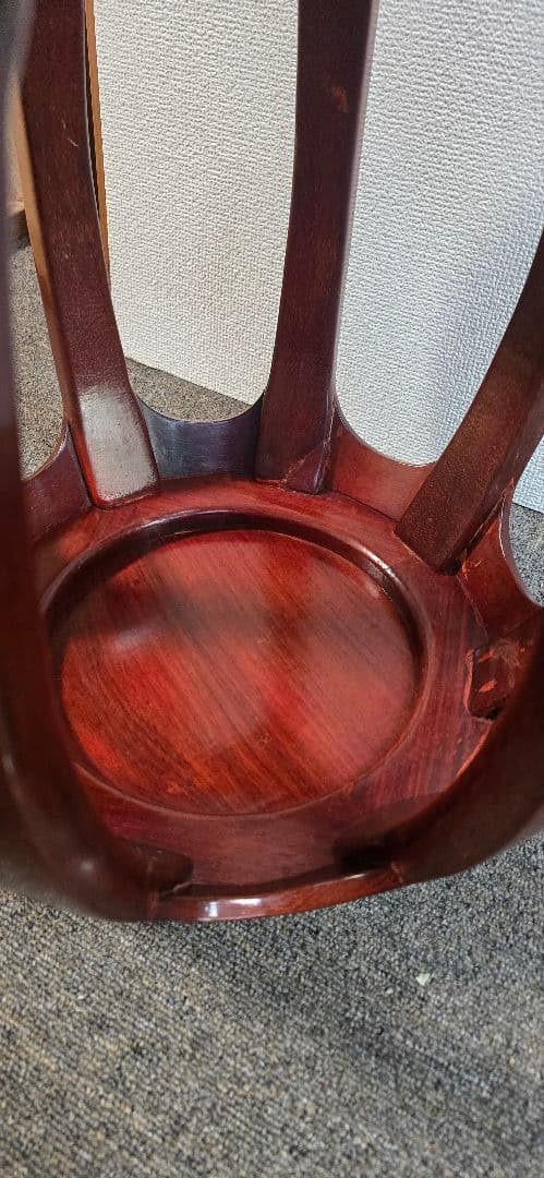 【美品】花梨 無垢 螺鈿細工スツール/椅子 飾り台/花台　太鼓型椅子