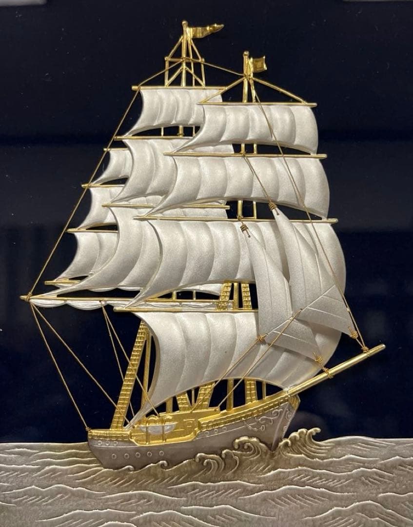 純銀 額 帆船 武比古 TAKEHIKO 伝統工芸