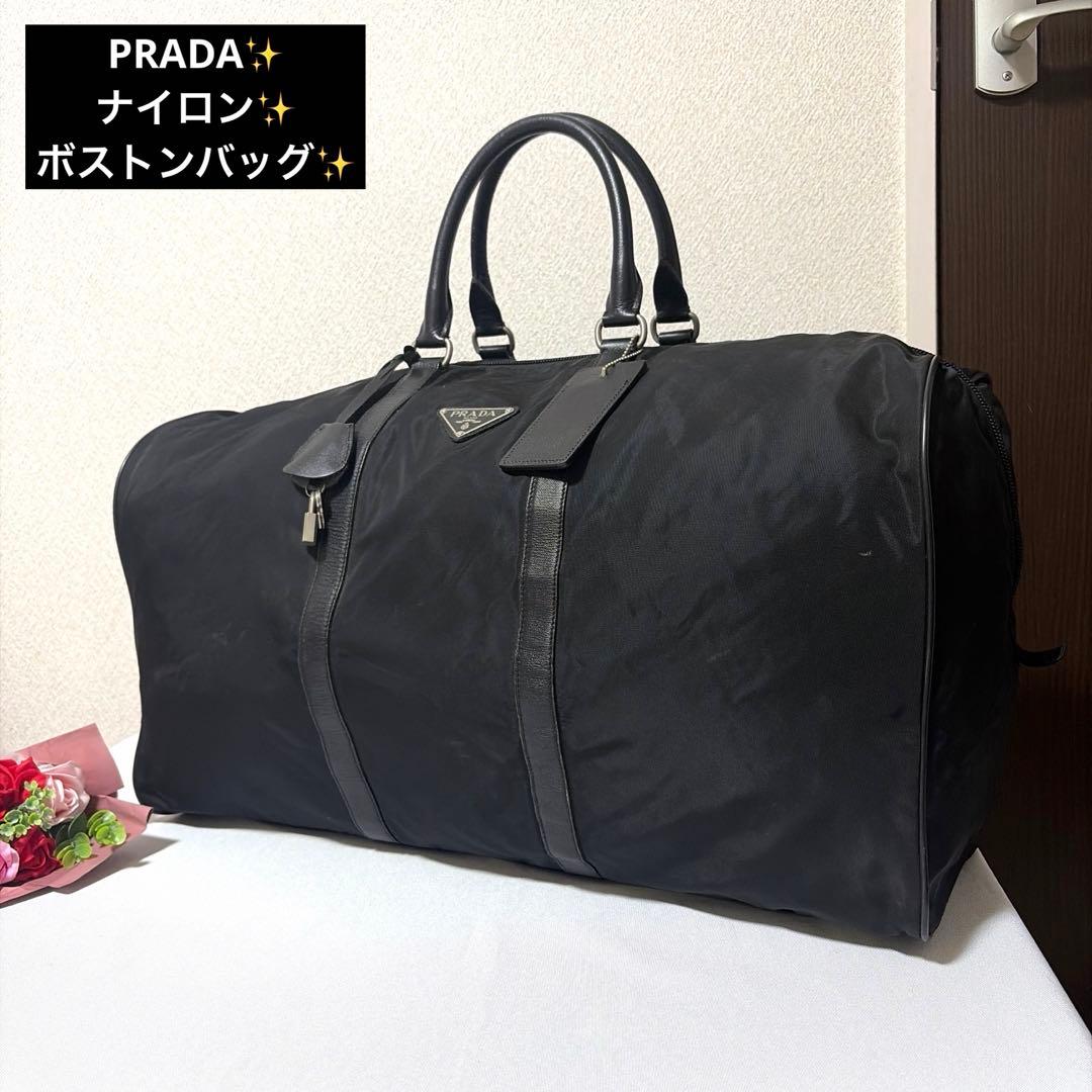 希少 PRADA プラダ ナイロン×レザー ブラック ボストンバッグ