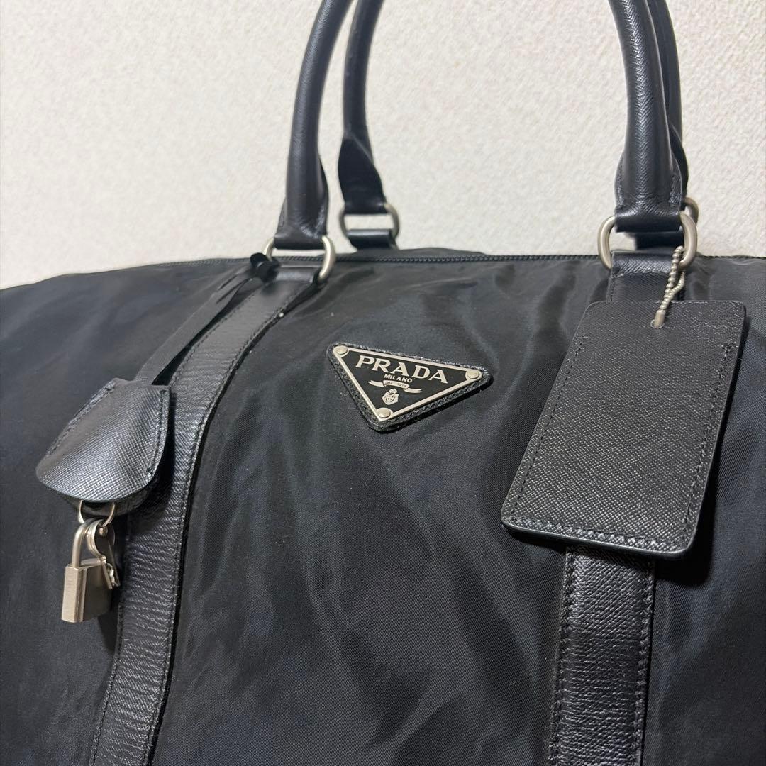 希少 PRADA プラダ ナイロン×レザー ブラック ボストンバッグ