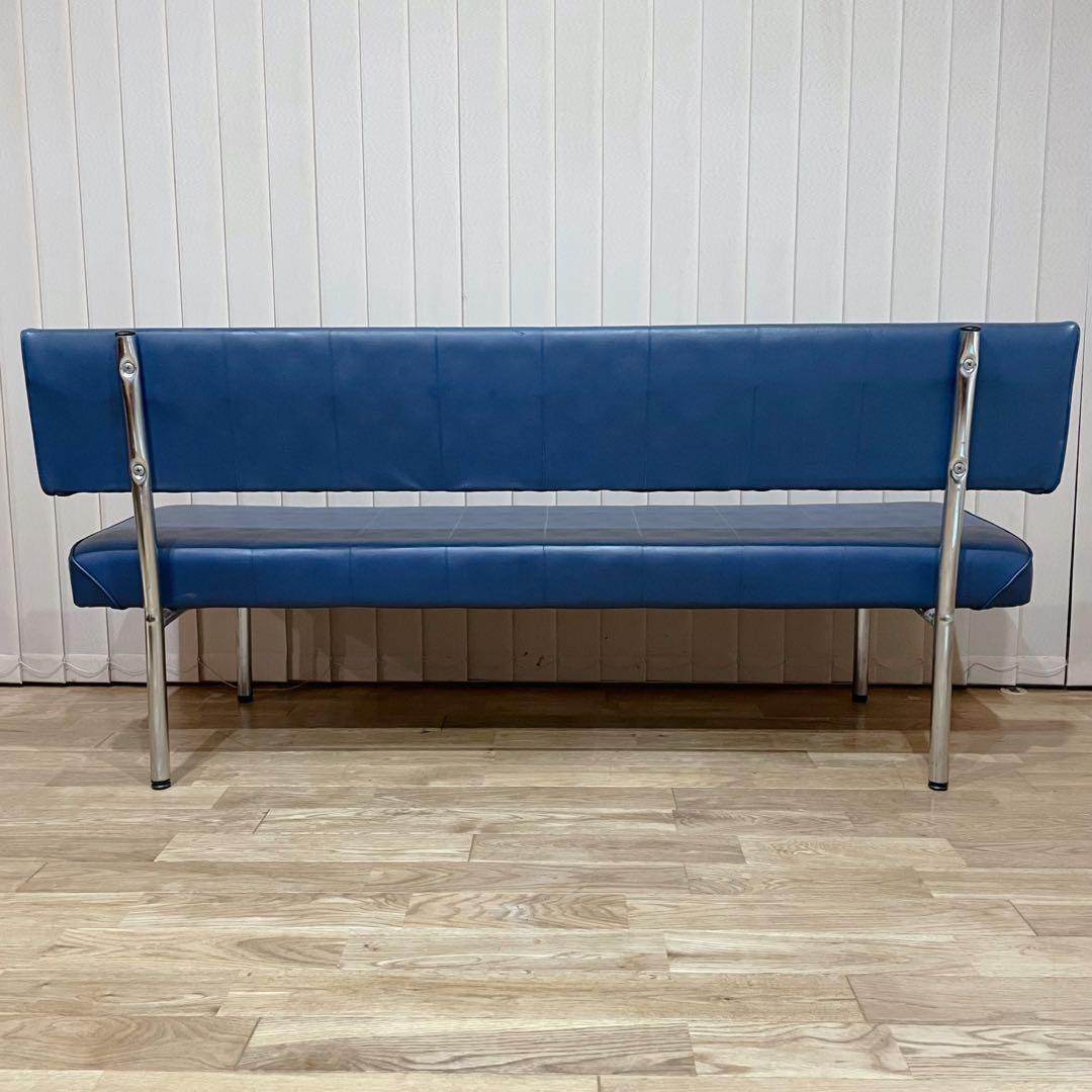 【レア】ビンテージ　ソファ ロビーチェア　3人掛け　ベンチ　レザー　昭和　レトロ