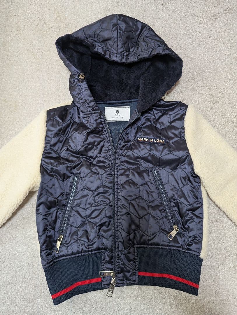 MARK & LONA フード付きジャケット ネイビー/クリーム