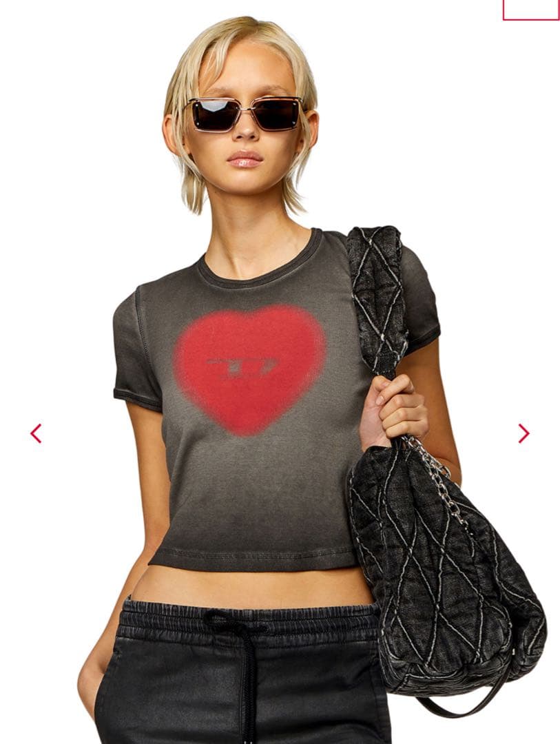 DIESEL ディーゼルT-Ele Tシャツ ハート ブラック　S