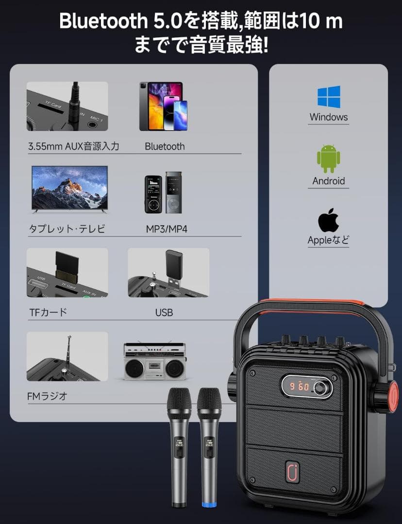 【M2310-152-117】ワイヤレスマイク付スピーカーセット JYX66