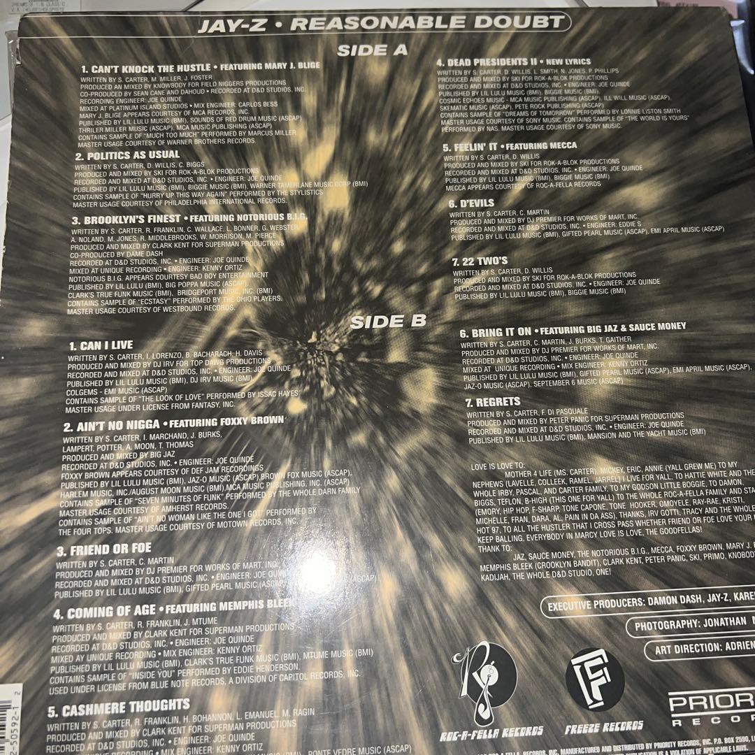 使用感あり JAY-Z REASONABLE DOUBT 2LP