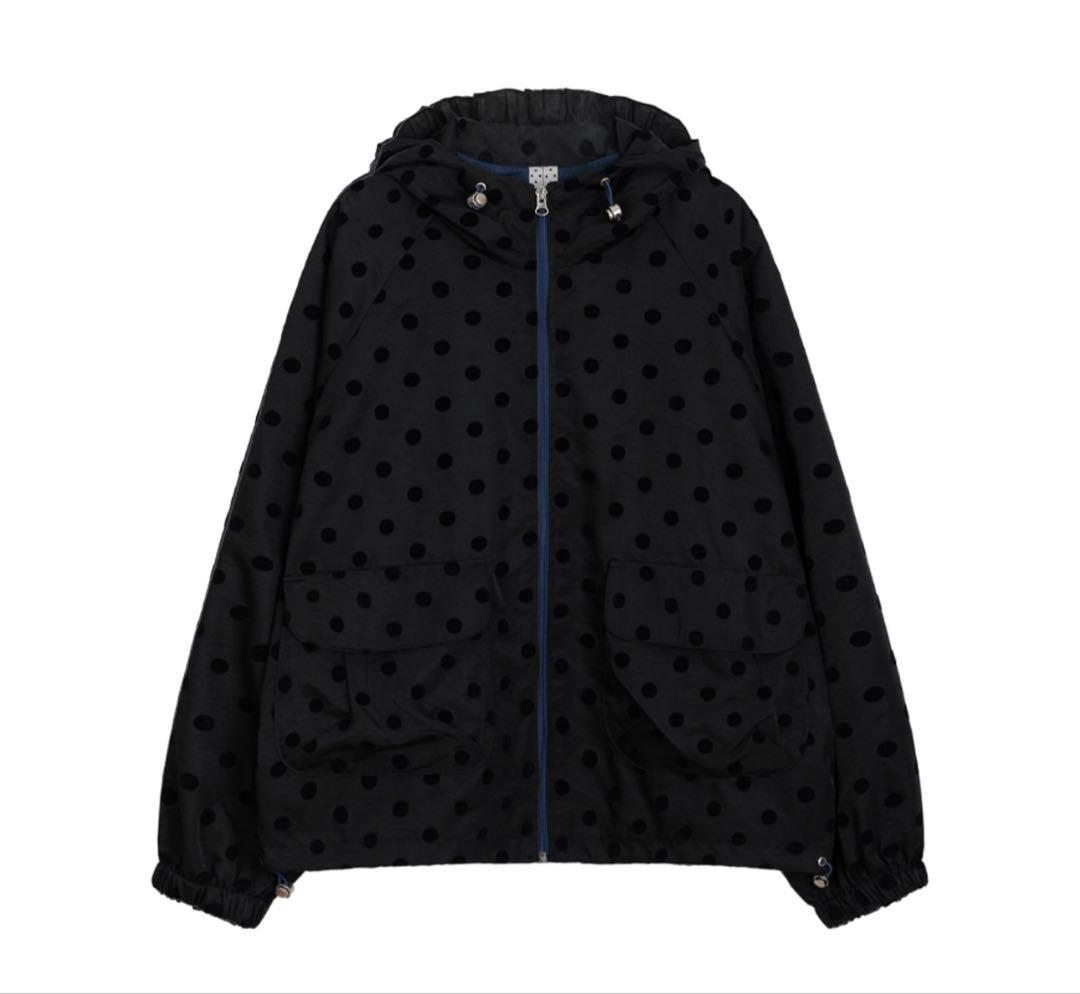 OHESHIO ドット フリル フード ウィンドブレーカー ジャンパー