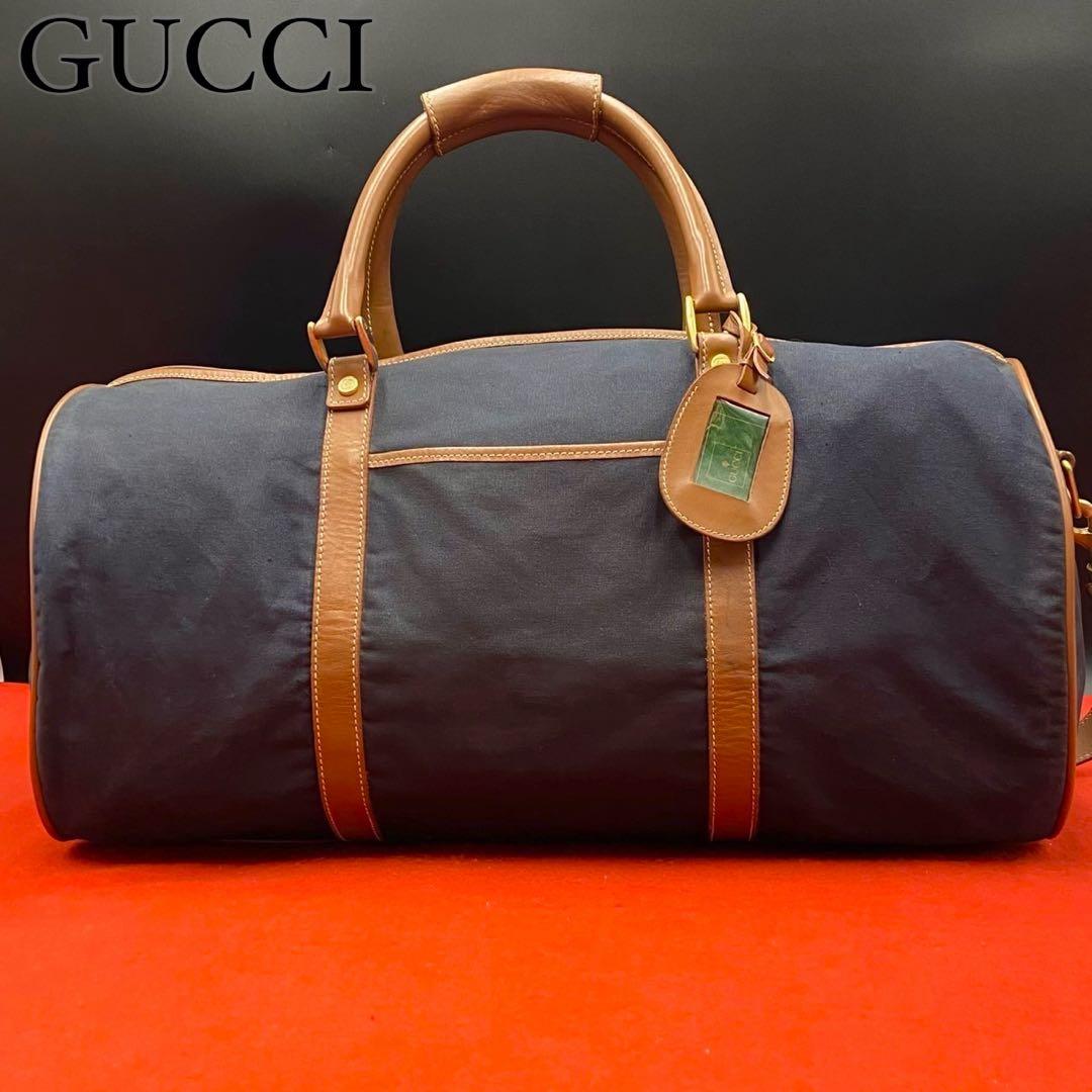 グッチ ボストンバッグ キャンバス 大容量 旅行鞄