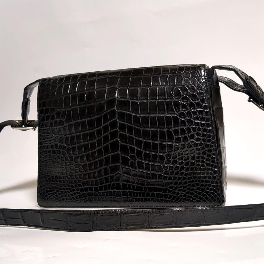 ✨美品✨JRA内タグ クロコダイル ショルダーバッグ センター取り ブラック