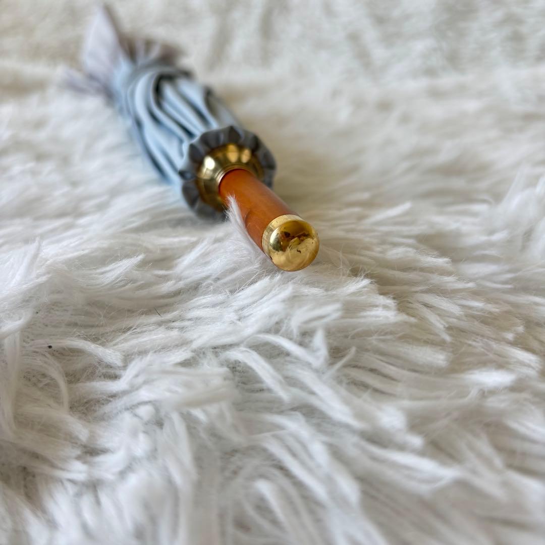 未使用　グレイシー　日傘　フリル　晴雨兼用　バイカラー　水色　グレー