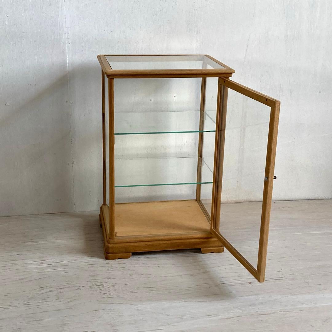 g308 古い木製 ガラスケース 3段 卓上 ショーケース 展示ケース 店舗什器