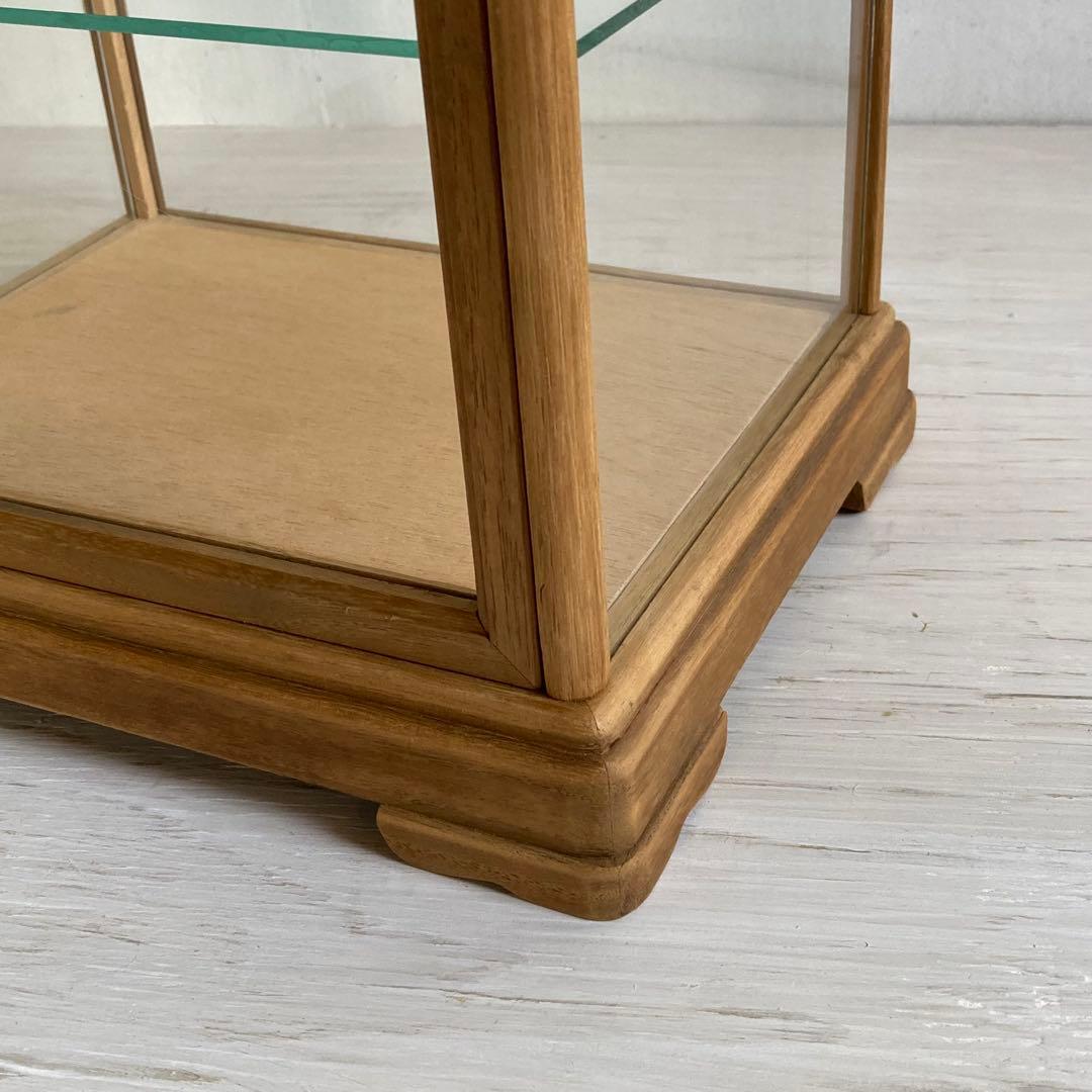 g308 古い木製 ガラスケース 3段 卓上 ショーケース 展示ケース 店舗什器