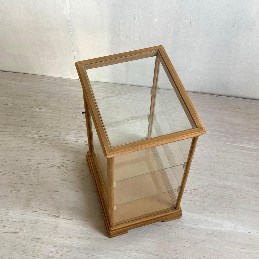 g308 古い木製 ガラスケース 3段 卓上 ショーケース 展示ケース 店舗什器