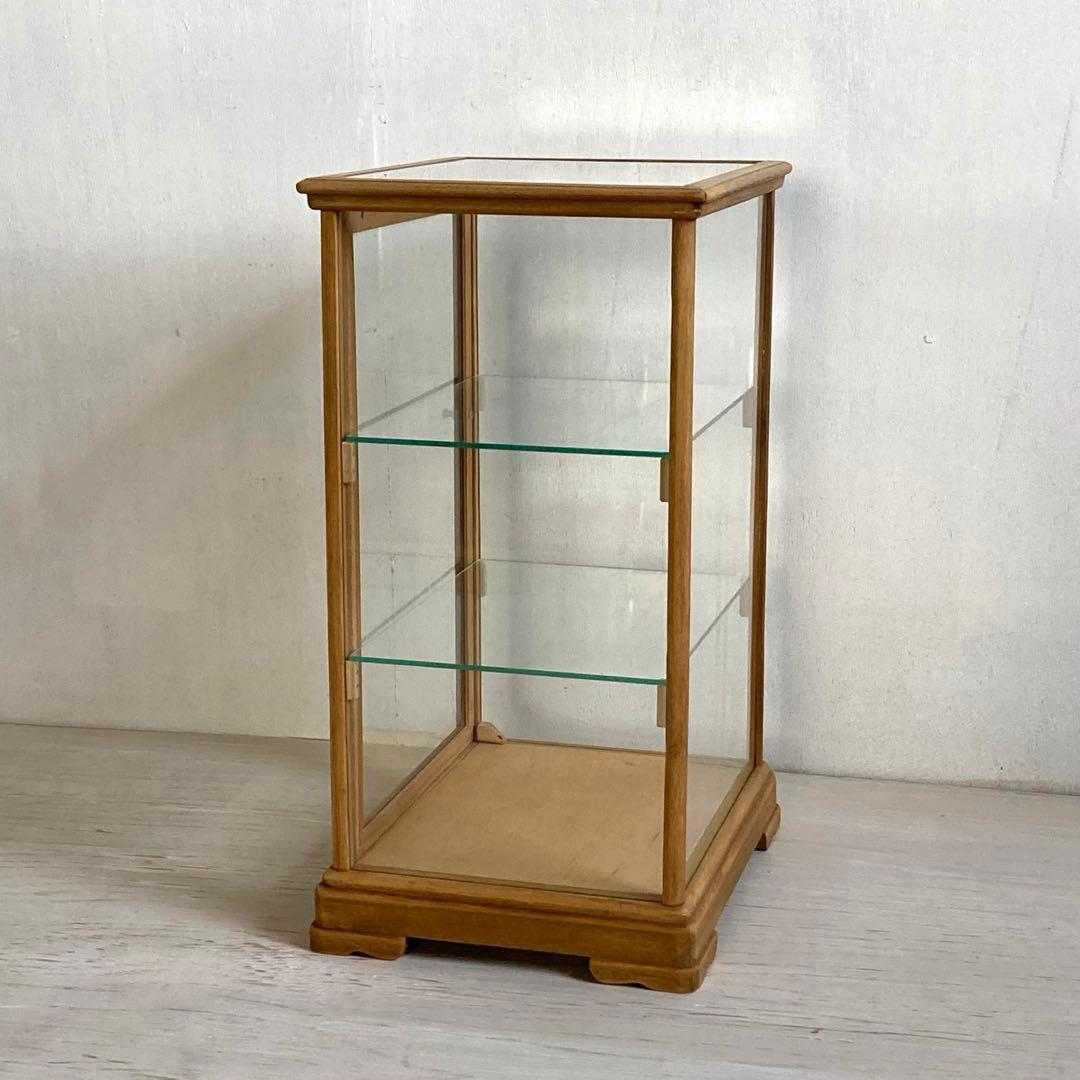 g308 古い木製 ガラスケース 3段 卓上 ショーケース 展示ケース 店舗什器