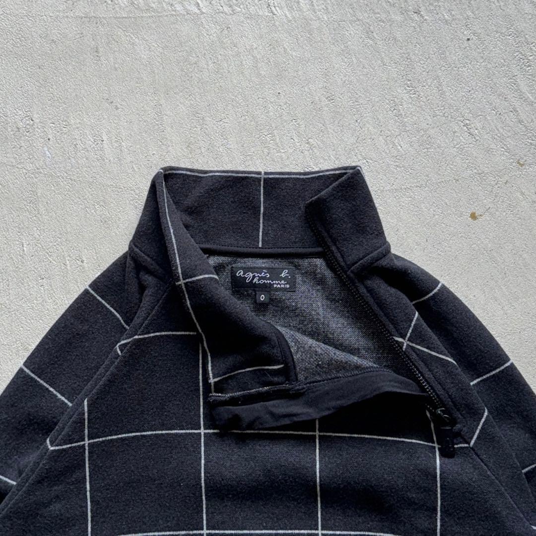 agnes b. homme check sweat 方眼チェック 黒