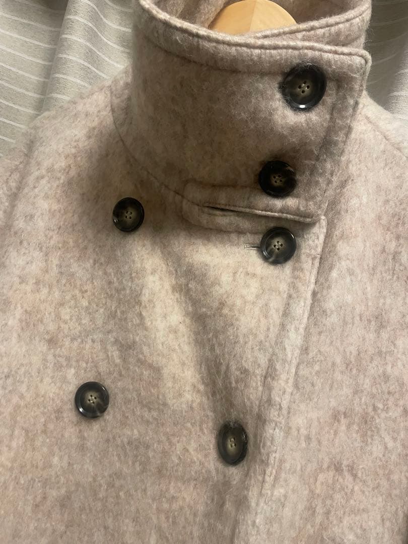 ウール混紡 ダブルブレストコート ベージュ