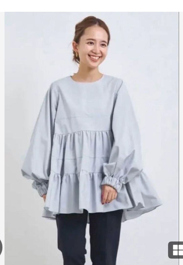 yori ティアードロングブラウス　グレー