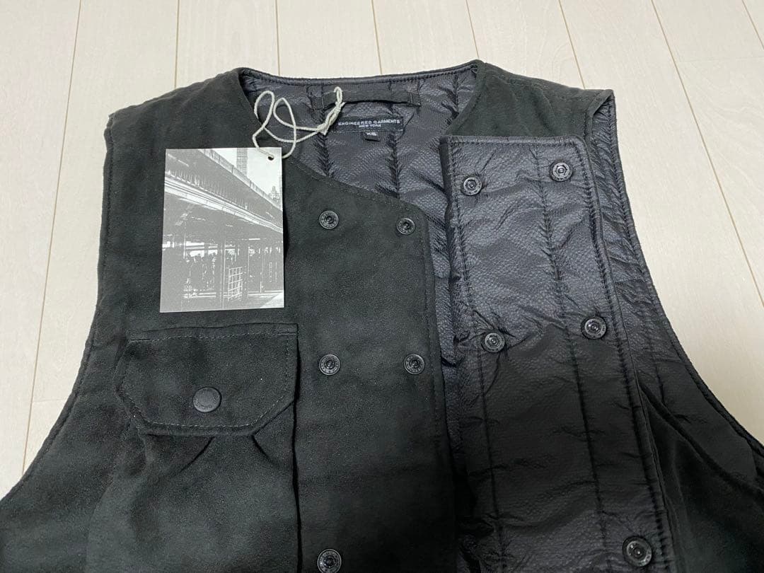 新品未使用 エンジニアードガーメンツ カバーベスト XS フェイクスエード 黒