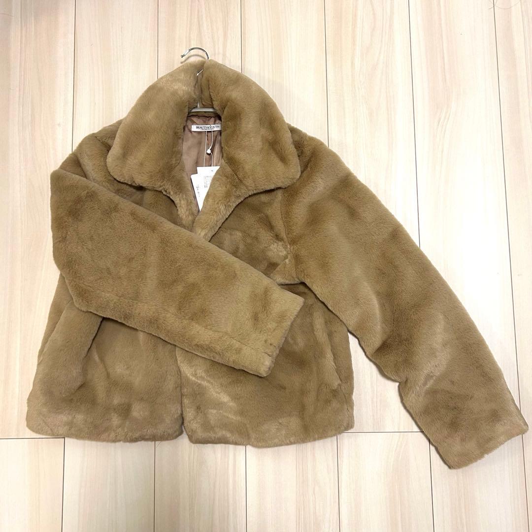 【新品未使用】BEAUTY&YOUTH ベージュ ファーコート