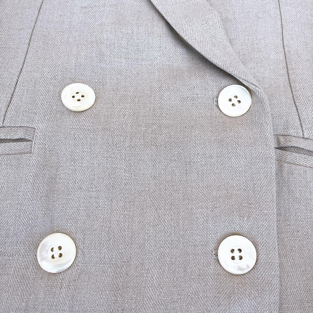 【美品】CHAOS カオス リネン ヘリンボーンテーラードジャケット ベージュ