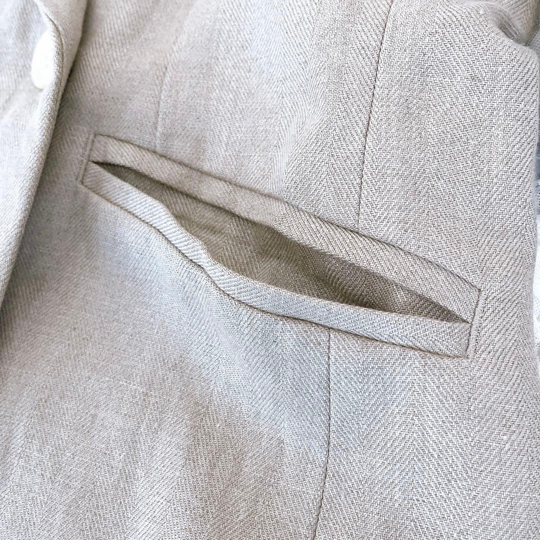 【美品】CHAOS カオス リネン ヘリンボーンテーラードジャケット ベージュ