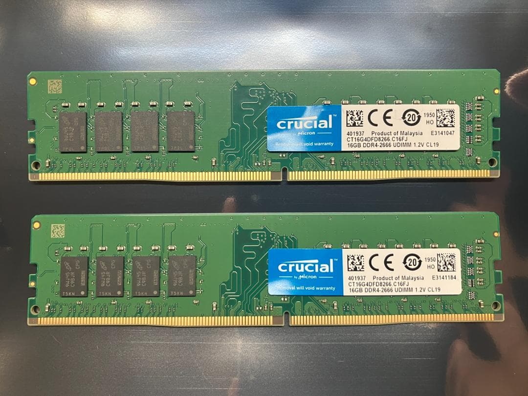 Crucial DDR4-2666 32GB（16GB×2）動作確認済