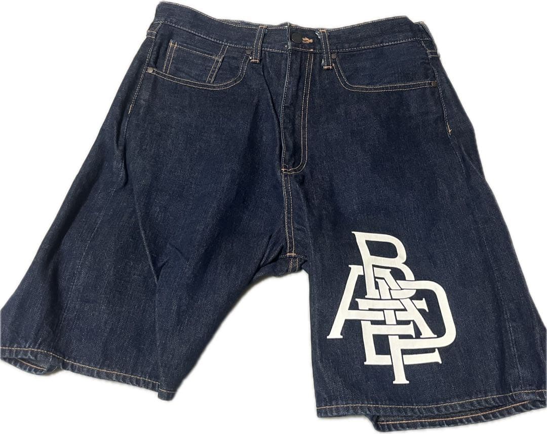 アベイシングエイプ デニムショートパンツ ロゴプリント