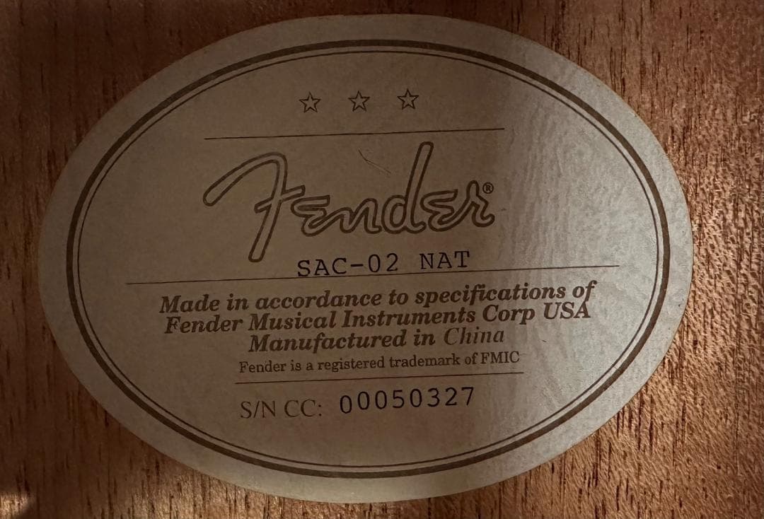 Fender　フェンダー　アコースティック　ギター　SAC-02　超極美品！