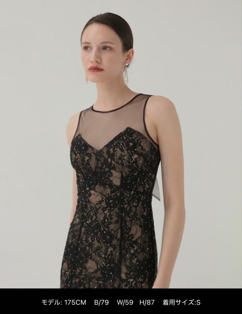 未使用 Leja LUXEレースストーンスパンコールフラワーマーメイドドレス　S