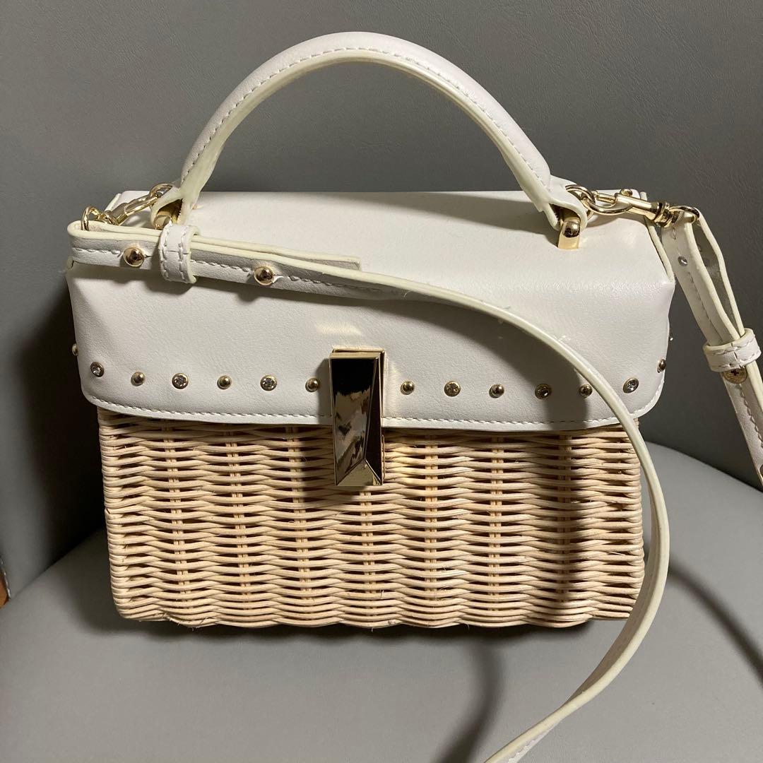 美品セルフォード CELFORD ビジュー×スタッズシーズナルバッグカゴバッグ