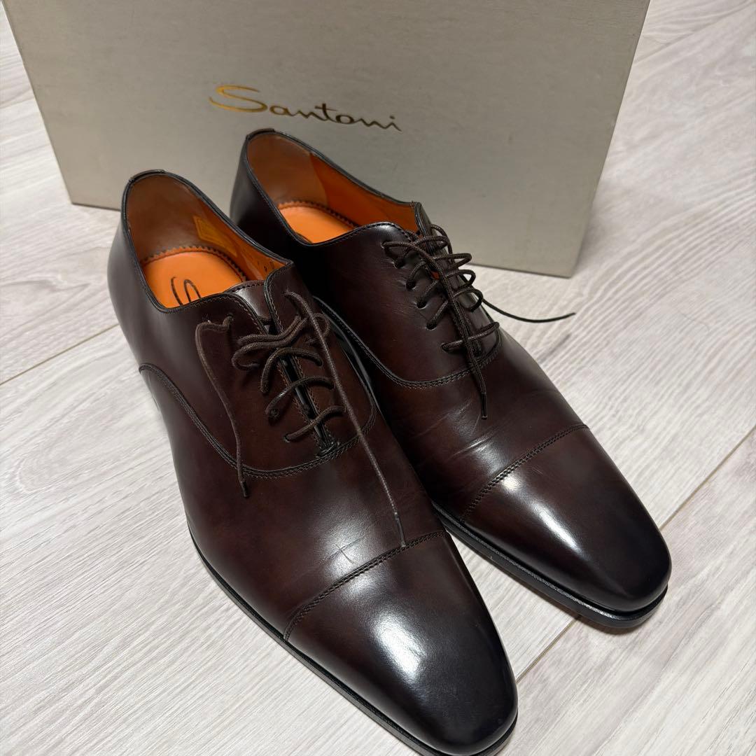 Santoni ダークブラウン ドレスシューズ
