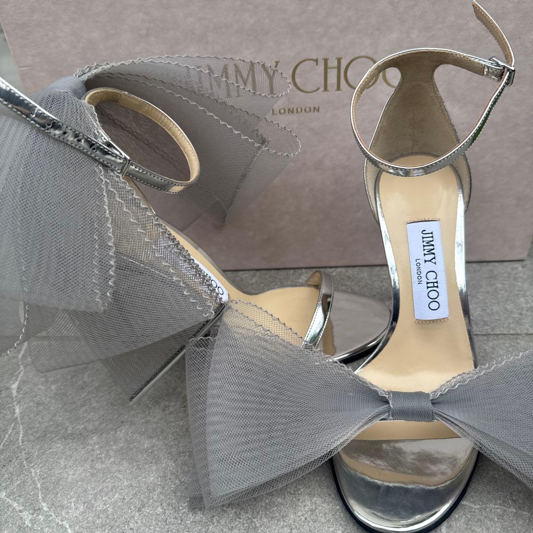 セール中⭐︎JIMMY CHOO シルバー リボン　アシメントリー　サンダル