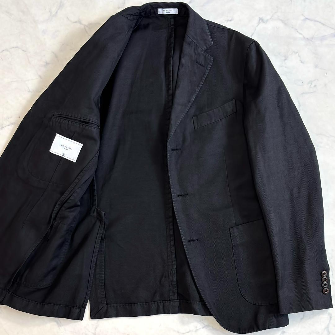 ボリオリ COAT コットンリネン ジャケット 段返り3B 黒 46 ua5