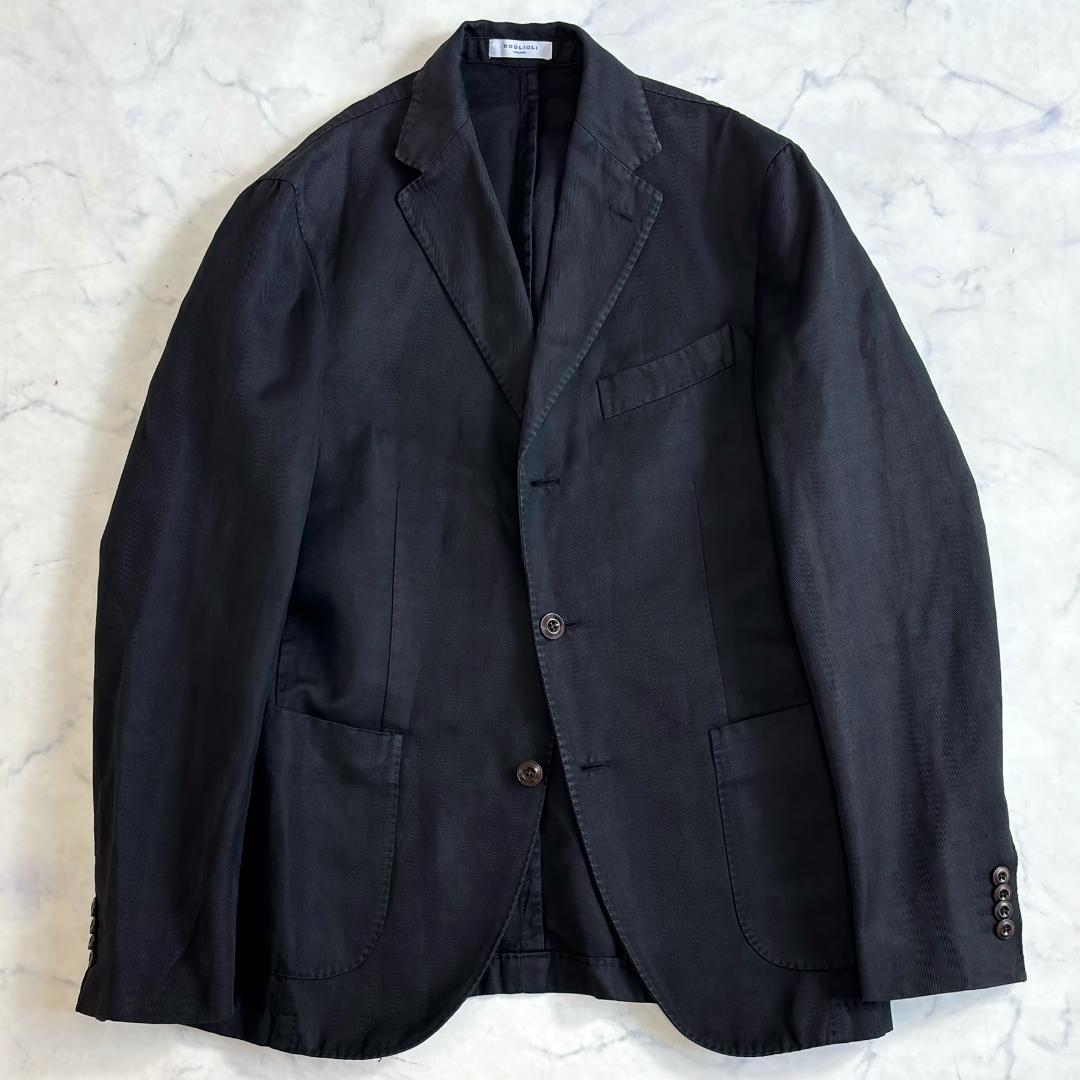 ボリオリ COAT コットンリネン ジャケット 段返り3B 黒 46 ua5