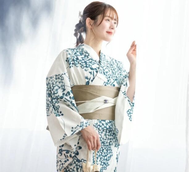 画像の帯・お任せ帯締め・お任せ下駄つき◆ノー皺加工最高級クールパス◆紫陽花浴衣