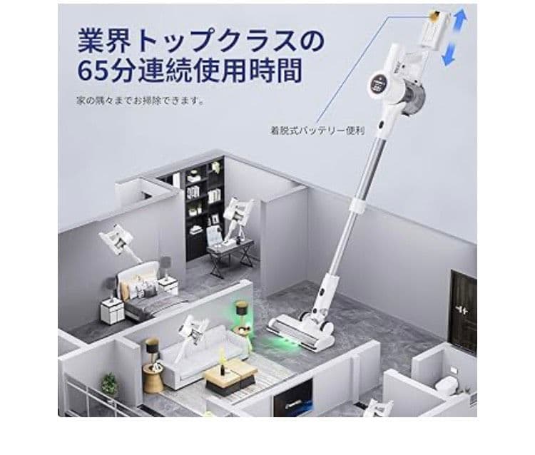 新品　掃除機 コードレス【2026　最小運転音 75Kpa真の強力吸引力プラス！