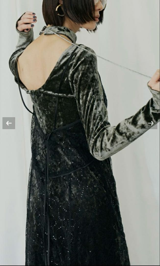 ベロアワンピ　ANDRESD sparkle lace velour dress