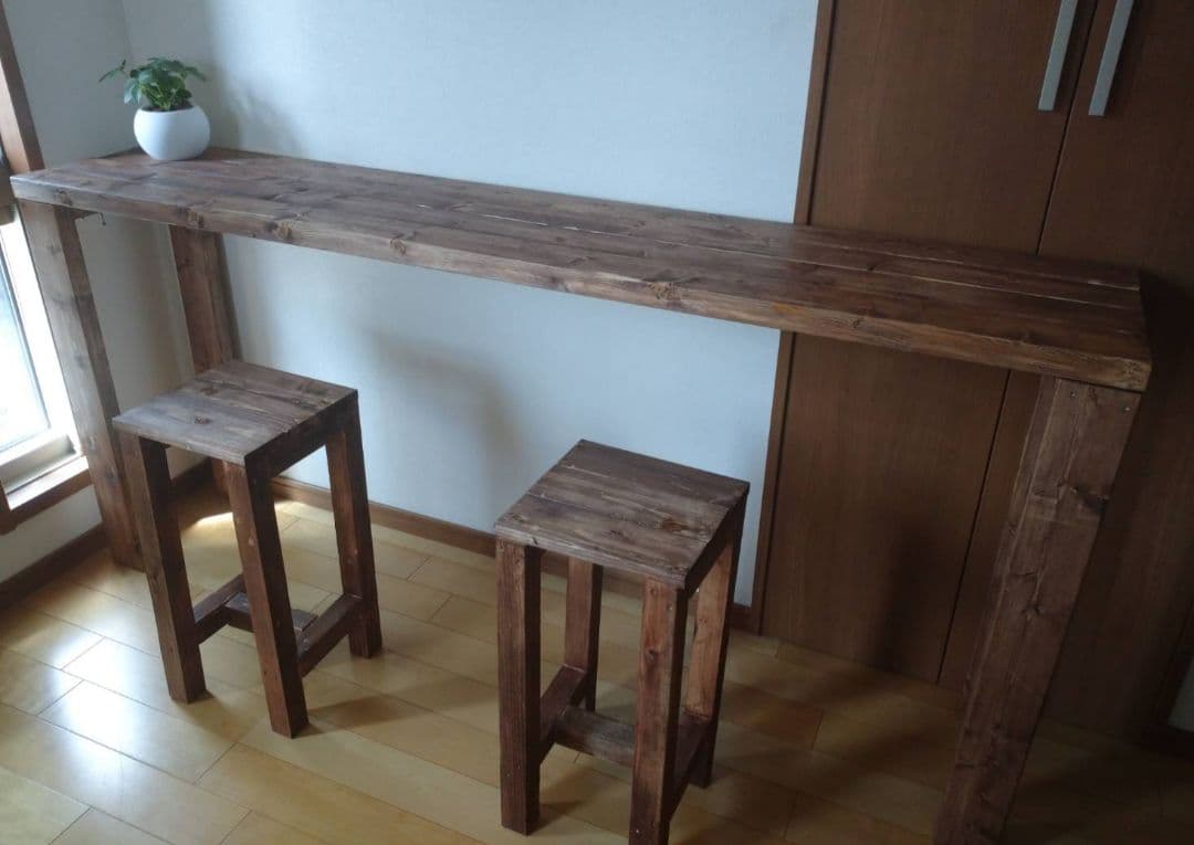 180✕45高さ68木製脚　 カウンターテーブル　木製テーブル