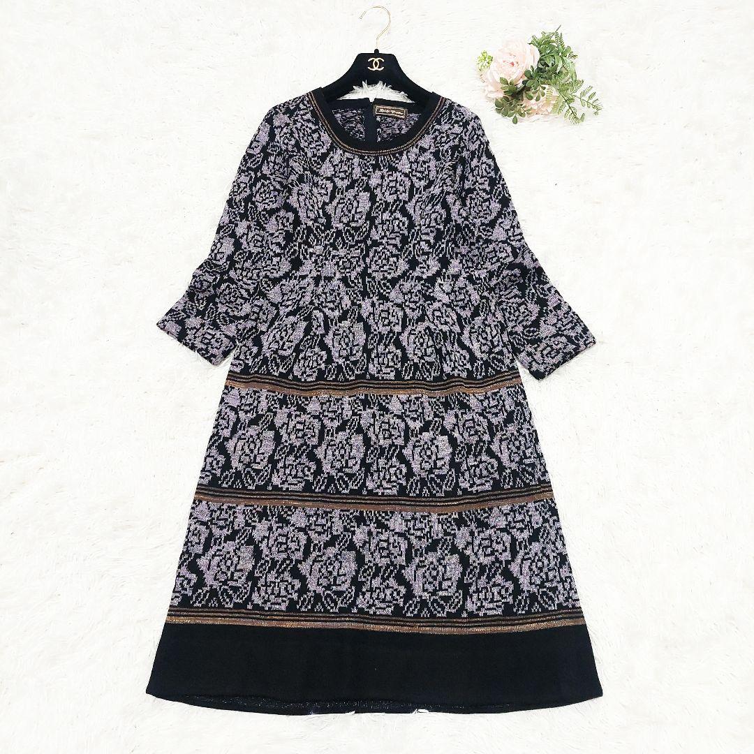 斎藤都世子 サイトウトヨコ 花柄 薔薇 総柄 ラメ ニット ワンピース