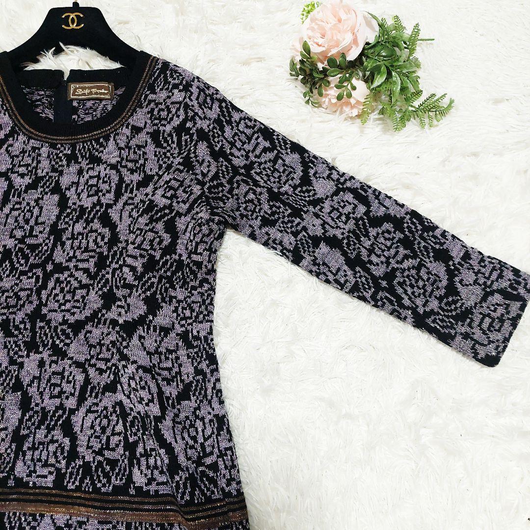 斎藤都世子 サイトウトヨコ 花柄 薔薇 総柄 ラメ ニット ワンピース