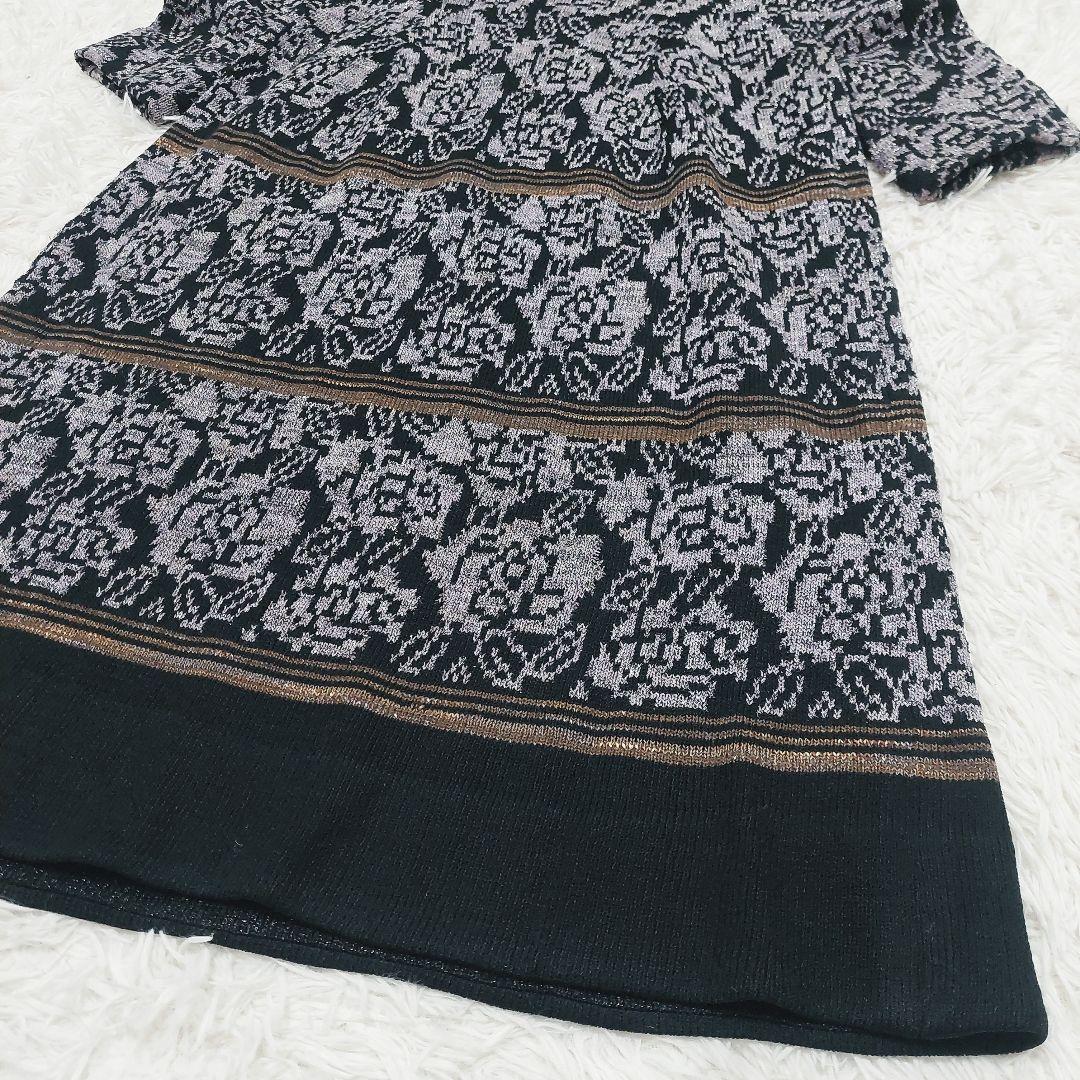 斎藤都世子 サイトウトヨコ 花柄 薔薇 総柄 ラメ ニット ワンピース