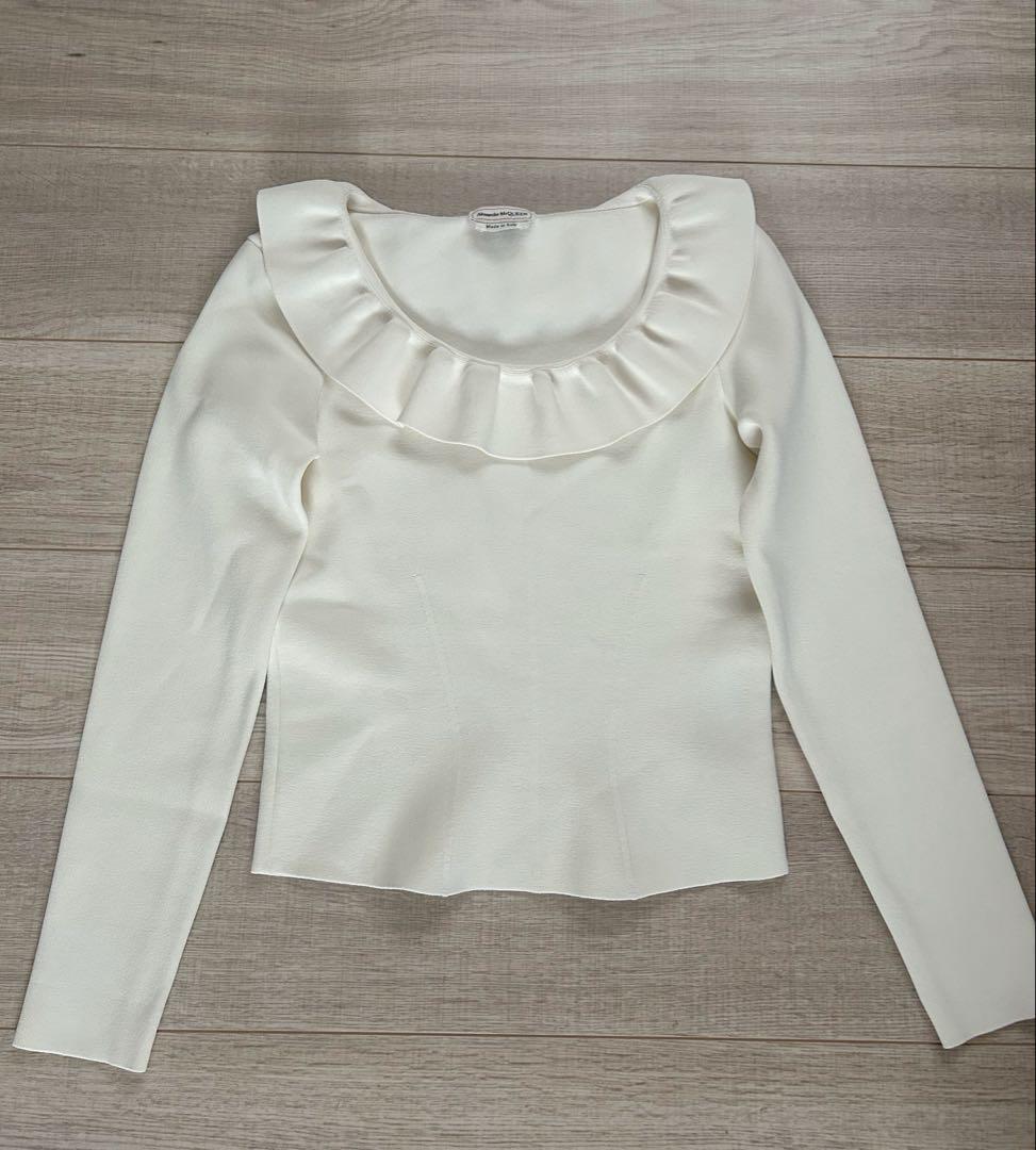 【美品】アレキサンダーマックイーン フリルニット XS ホワイト　イタリア製